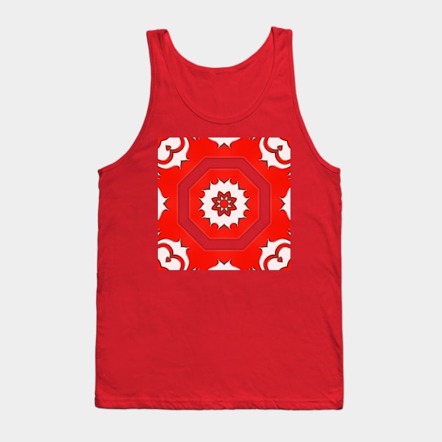 Bright Red Kaleidoscope Pattern (Seamless) 8 Tank Top by Swabcraft